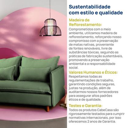 Imagem de Sofá Modular 2 Lugares Braço Lateral com Pé Madeira Sôma CabeCasa MadeiraOriginals