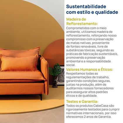 Imagem de Sofá Modular 2 Lugares Braço Lateral com Pé Metal Sôma CabeCasa MadeiraOriginals Marrom Mocha Mousse