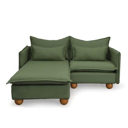 Imagem de Sofá Modular 2 Lugares com Chaise e Pé Bolinha Sôma CabeCasa MadeiraOriginals