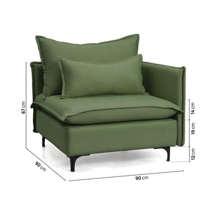 Imagem de Sofá Modular 2 Lugares com Chaise e Pé Metal Sôma CabeCasa MadeiraOriginals