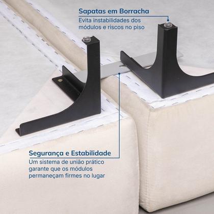 Imagem de Sofá Modular 2 Lugares com Chaise e Pé Metal Sôma CabeCasa MadeiraOriginals