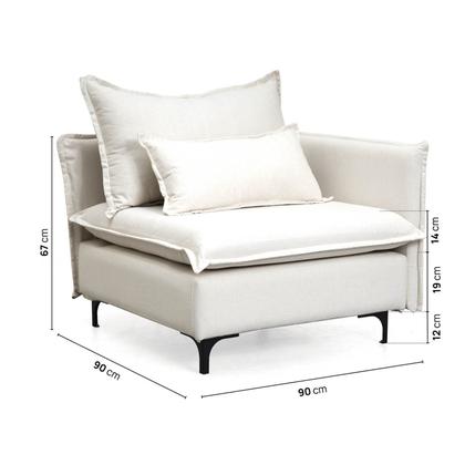 Imagem de Sofá Modular 2 Lugares com Chaise e Pé Metal Sôma CabeCasa MadeiraOriginals