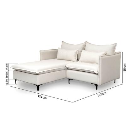 Imagem de Sofá Modular 2 Lugares com Chaise e Pé Metal Sôma CabeCasa MadeiraOriginals