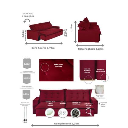 Imagem de Sofá Modular Bahia 5 Lugares 2,50 MT com Molas Retrátil e Reclinável Veludo Nobre Sofatec