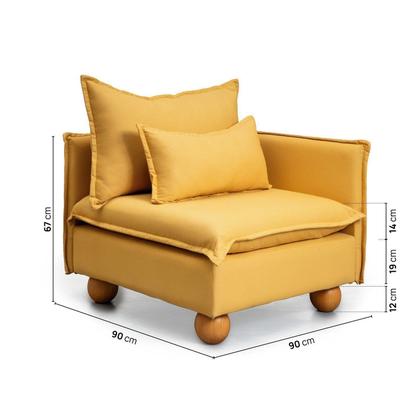 Imagem de Sofá Modular Braço Lateral com Pé Bolinha Sôma CabeCasa MadeiraOriginals