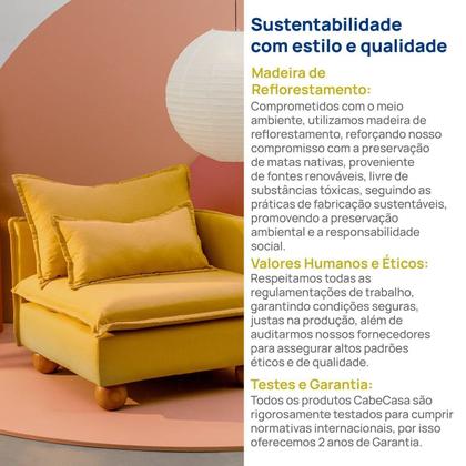Imagem de Sofá Modular Braço Lateral com Pé Bolinha Sôma CabeCasa MadeiraOriginals