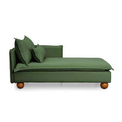 Imagem de Sofá Modular Chaise Braço Lateral com Pé Bolinha Sôma CabeCasa MadeiraOriginals