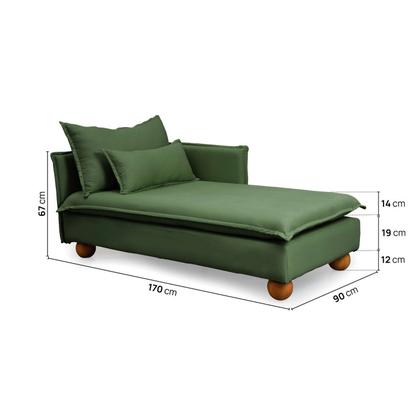 Imagem de Sofá Modular Chaise Braço Lateral com Pé Bolinha Sôma CabeCasa MadeiraOriginals