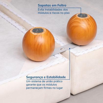 Imagem de Sofá Modular Chaise Braço Lateral com Pé Bolinha Sôma CabeCasa MadeiraOriginals