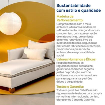 Imagem de Sofá Modular Chaise Braço Lateral com Pé Bolinha Sôma CabeCasa MadeiraOriginals