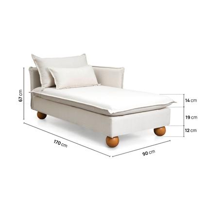 Imagem de Sofá Modular Chaise Braço Lateral com Pé Bolinha Sôma CabeCasa MadeiraOriginals