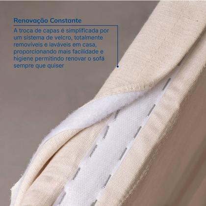 Imagem de Sofá Modular Chaise Braço Lateral com Pé Bolinha Sôma CabeCasa MadeiraOriginals