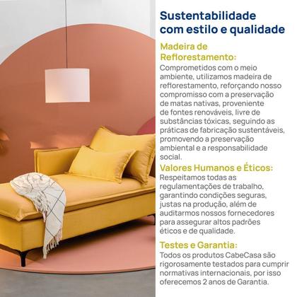 Imagem de Sofá Modular Chaise Braço Lateral com Pé Metal Sôma CabeCasa MadeiraOriginals