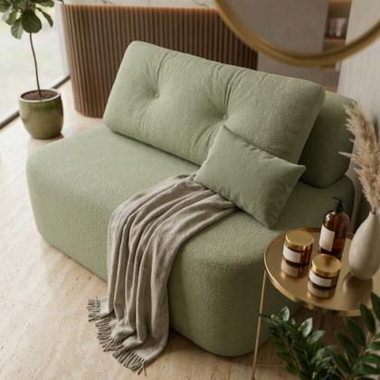 Imagem de Sofá Modular Cielo 120cm Recepção Loja Sala de Estar Bouclê Verde - Montanari s Decor