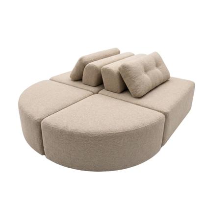 Imagem de Sofá Modular Cielo 4 Lugares Design Orgânico Moderno 204cm Bouclê Bege - Montanari s Decor
