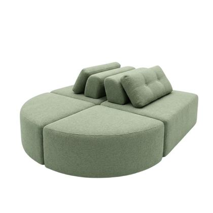Imagem de Sofá Modular Cielo 4 Lugares Design Orgânico Moderno 204cm Bouclê Verde Claro - Montanari s Decor