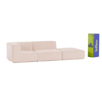 Imagem de Sofá Modular Flow 2 Lugares 1 Braço Com Chaise Inflow Bouclé Bege Linho Vem Na Caixa Compacto Sala