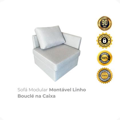 Sofá Modular Montável Linho Bouclé na Caixa Módulo 4 - Maxicasa Imagem de Sofá Modular Montável Linho Bouclé na Caixa Módulo 4