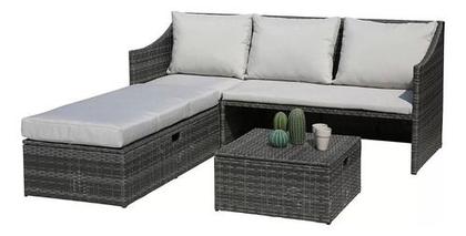 Imagem de Sofá Modular Vime Ratan 3 Lugares + 2 Mesa Bau Apoio 4 Peças