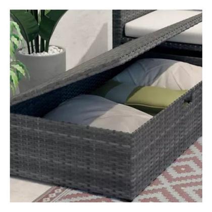 Imagem de Sofá Modular Vime Ratan 3 Lugares + 2 Mesa Bau Apoio 4 Peças