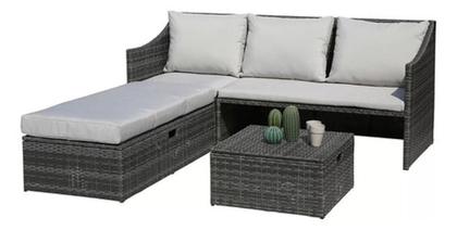 Imagem de Sofá Modular Vime Ratan 3 Lugares + 2 Mesa Bau Apoio 4 Peças