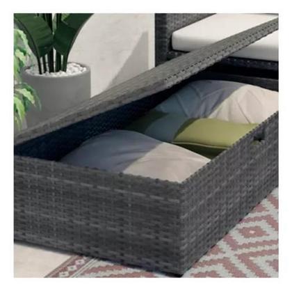 Imagem de Sofá Modular Vime Ratan 3 Lugares + 2 Mesa Bau Apoio 4 Peças