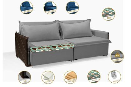 Imagem de Sofá Mônaco Sem Caixa 1.80m Cor Cinza - Estilo Estofados