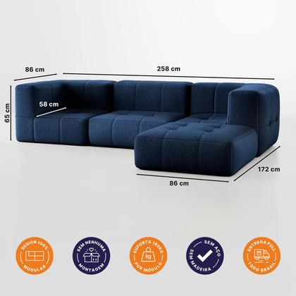 Imagem de Sofá na Caixa modular 3 lugares em Boucle com 1 Chaise