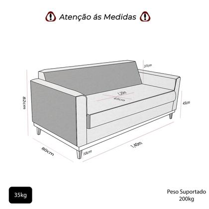 Imagem de Sofá Namoradeira 2 Lugares Base de Madeira Linho Premium Moderno Minimalista Confortável Ulisses