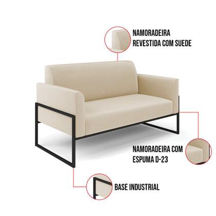 Imagem de Sofá Namoradeira Base Industrial Alta Preto Marisa Suede