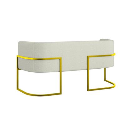 Imagem de Sofá Namoradeira Bouclê 2 Lugares Moderna Base Metal Gold
