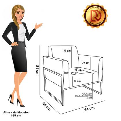 Imagem de Sofá Namoradeira com Poltrona Base Industrial Alta Dourado Marisa Linho D03 - D'Rossi