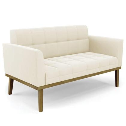 Imagem de Sofá Namoradeira E 2 Poltronas Base Madeira Castanho Ana Veludo Bege