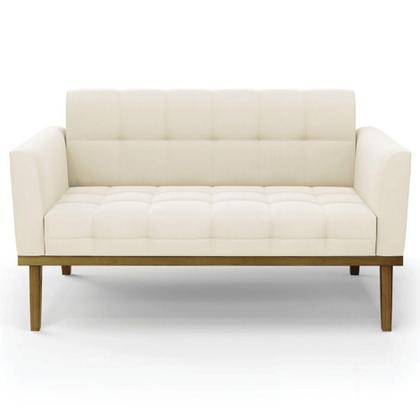 Imagem de Sofá Namoradeira E 2 Poltronas Base Madeira Castanho Ana Veludo Bege
