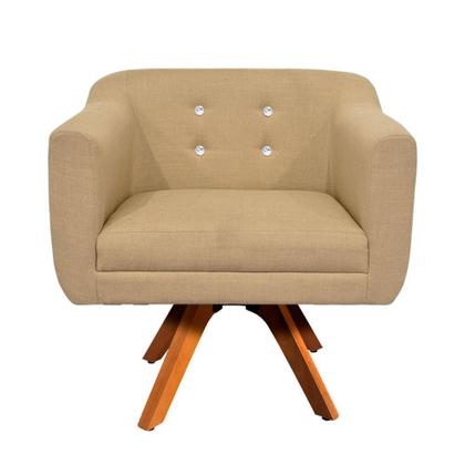 Imagem de Sofá Namoradeira e 2 Poltronas com Strass Julia Pé Palito Castanho Linho M11 - D'Rossi