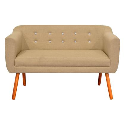 Imagem de Sofá Namoradeira e 2 Poltronas com Strass Julia Pé Palito Castanho Linho M11 - D'Rossi