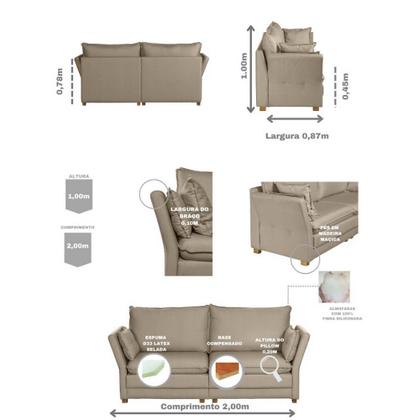 Imagem de SofA Natal Living com 3 Lugares 2.00 MT Linho Corriente Sofatec