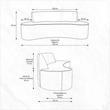 Imagem de Sofá Orgânico 02 Lugares 150cm Mônaco Bouclé Camel Claro - Nexta Casa