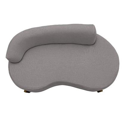 Imagem de Sofá Orgânico 145cm Decorativo Curvo Pé de Madeira 2 Lugares Feijão Forma Orgânica Linho