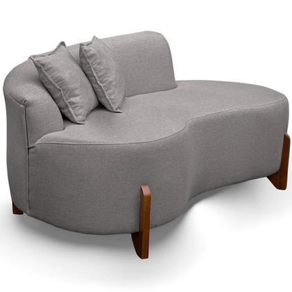 Imagem de Sofá Orgânico 145cm Decorativo Curvo Pé de Madeira 2 Lugares Feijão Forma Orgânica Linho