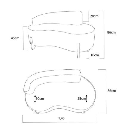 Imagem de Sofá Orgânico 145cm Decorativo Curvo Pé de Madeira 2 Lugares Feijão Forma Orgânica Linho