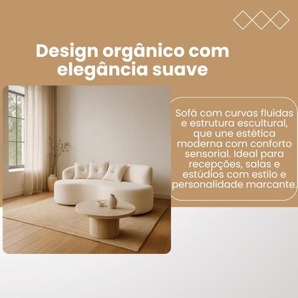 Imagem de Sofá Orgânico 2 Lugares Curvo Feijão Design Elegante Bouclé