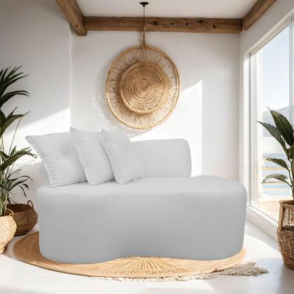 Imagem de Sofá Orgânico 2 Lugares Curvo Feijão Design Elegante Bouclé