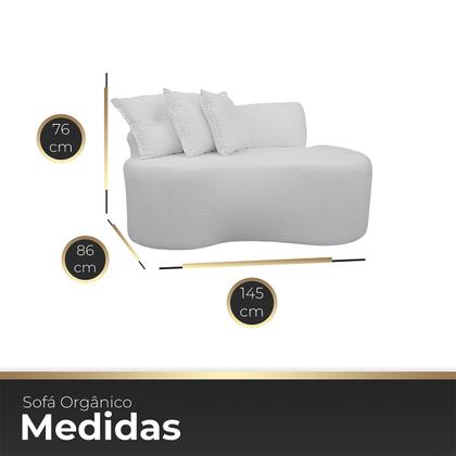 Imagem de Sofá Orgânico 2 Lugares Curvo Feijão Design Elegante Bouclé