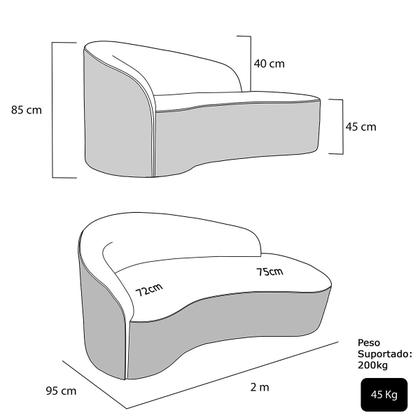 Imagem de Sofá Orgânico Feijão Curvo Design Elegante Para Sala e Estúdio Bouclé Aurea