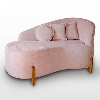 Imagem de Sofá Orgânico Rose Pé De Madeira Curvo Feijão Divã Linho Confortável Resistente Para Salas e Consultório Flora