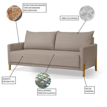 Imagem de Sofá para Sala de Estar 2 Lugares Pés de Madeira Eudora
