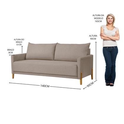 Imagem de Sofá para Sala de Estar 2 Lugares Pés de Madeira Eudora