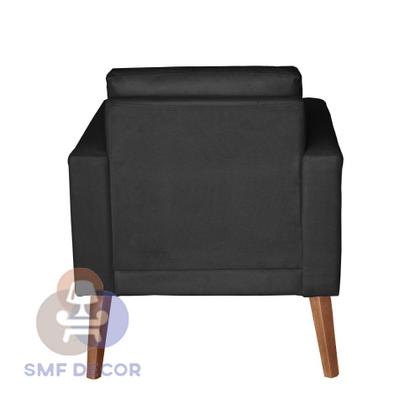 Imagem de Sofá/Poltrona/Cadeira Decorativa Glamour Dubai com Puff e pés em Madeira