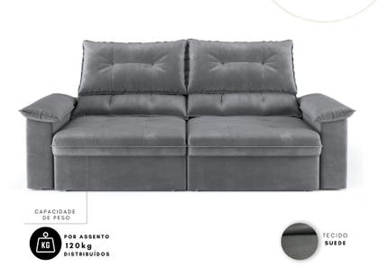 Imagem de Sofá Ravena 3 Lugares 1,80m L Retrátil e Reclinável em Suede Cialar